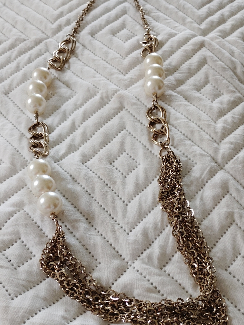Pearl Accent Gold-Tone Multi-Chain Necklace - Women Jewelry